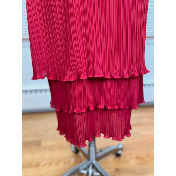 Vintage Red Dress, Red Micro Pleat, ZiZi Barbara Chodos, 70s 80s, size 9 10 M L - Picture 8 of 10